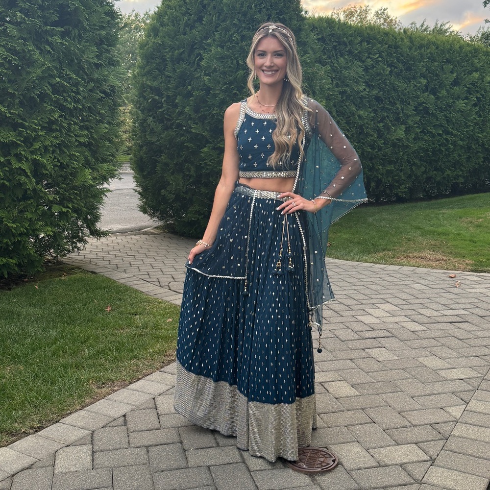 Navy blue lengha choli